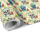 Blühendes Halloween-Wrapping-Papier Geschenkpapier (Rolleneckpunkt)