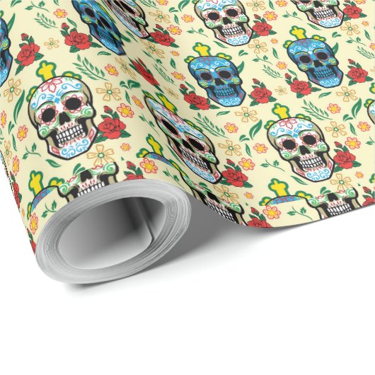 Blühendes Halloween-Wrapping-Papier Geschenkpapier (Rolleneckpunkt)