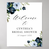 Blühendes hellblaues Brautparty Begrüßungszeichen Poster (Vorne)