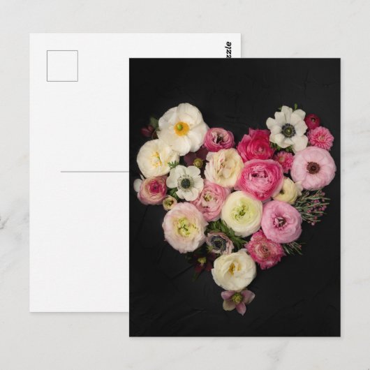 Blühendes Herz Postkarte (Vorne/Hinten)