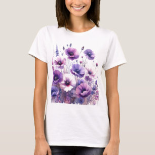 Blühendes Hibiskus-Lila-Blumen-T-Shirt T-Shirt