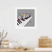 Blühendes Klavier – Minimale Blumige Musik Poster (Küche)
