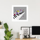 Blühendes Klavier – Minimale Blumige Musik Poster (Heimbüro)