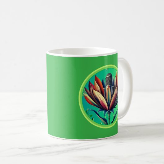 Blühendes Mikrofon Kaffeetasse (VorderseiteRechts)