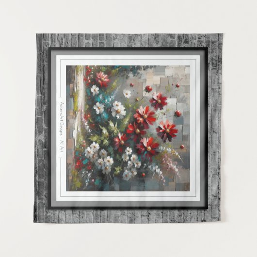 blühendes Mosaik Wandteppich (Vorderseite (Horizontal))