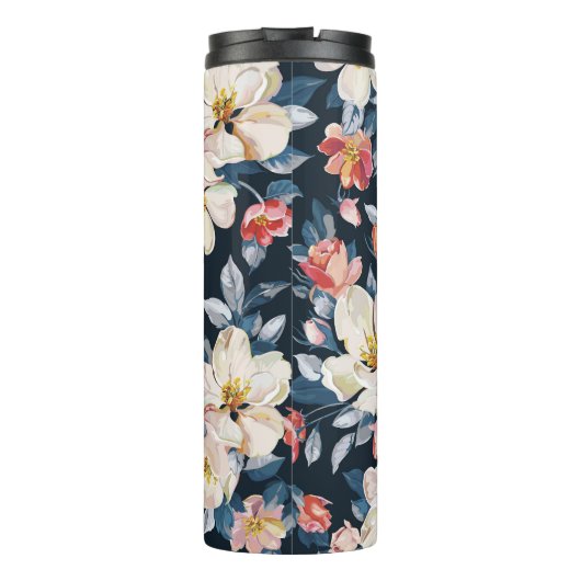 Blühendes Muster für Apfelbaum Thermosbecher (Rückseite)