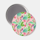 Blühendes Muster von Aquarellfarben Magnet (Vorderseite/Rückseite)