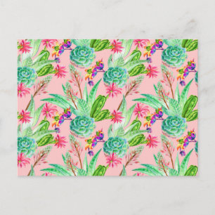 Blühendes Muster von Aquarellfarben Postkarte