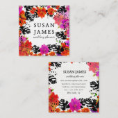 Blühendes mutiges tropisches Aquarell-modisches Quadratische Visitenkarte (Vorne/Hinten)
