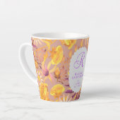 Blühendes mystisches Blumenmonogramm Brauner Latte Milchtasse (Linke Ecke)