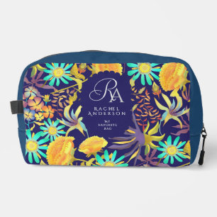 Blühendes mystisches Blumenmonogramm Navy Waschbeutel