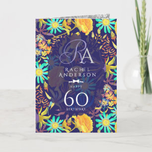 Blühendes mystisches florales Monogramm Geburtstag Karte