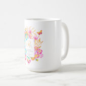 Blühendes mystisches florales Monogramm weiß Kaffeetasse (VorderseiteRechts)