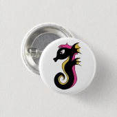 blühendes Neon-Seepferd Button (Vorne & Hinten)