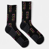 blühendes Neon-Seepferd Socken (Rechts)