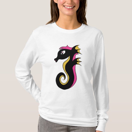 blühendes Neon-Seepferd T-Shirt (Vorderseite)