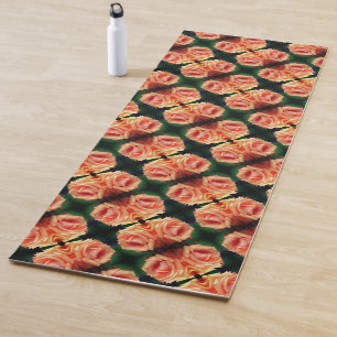 Blühendes Peach Rose Abstraktes Muster Yogamatte