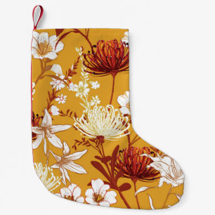 Blühendes Retro: Unvollendete Florale Linienkunst Kleiner Weihnachtsstrumpf