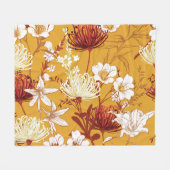 Blühendes Retro: unvollendete Kunst der Blumenschl Fleecedecke (Vorderseite (Horizontal))