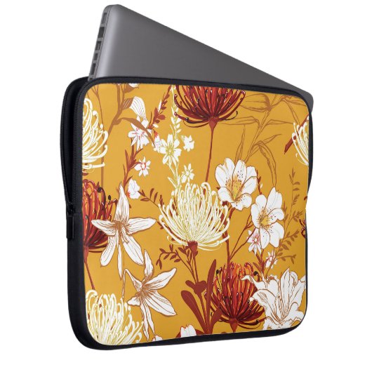 Blühendes Retro: unvollendete Kunst der Blumenschl Laptopschutzhülle (Vorne Rechts)