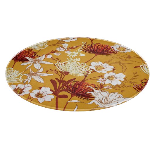 Blühendes Retro: unvollendete Kunst der Blumenschl Schneidebrett (Ecke)