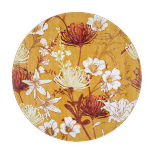 Blühendes Retro: unvollendete Kunst der Blumenschl Schneidebrett