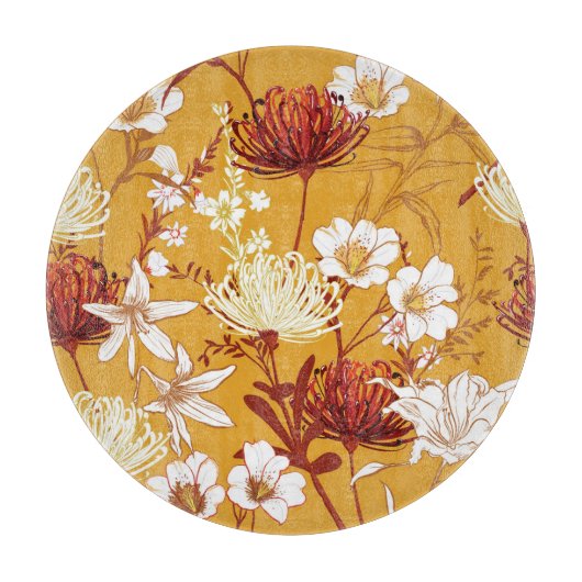 Blühendes Retro: unvollendete Kunst der Blumenschl Schneidebrett (Vorderseite)