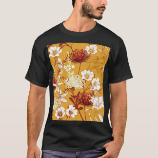 Blühendes Retro: unvollendete Kunst der Blumenschl T-Shirt