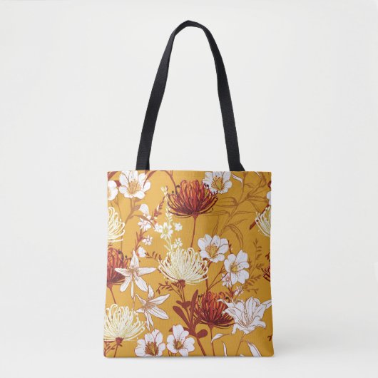 Blühendes Retro: unvollendete Kunst der Blumenschl Tasche (Vorderseite)