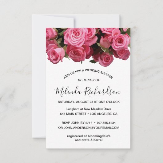 Blühendes rosa Brautparty Einladung (Vorderseite)