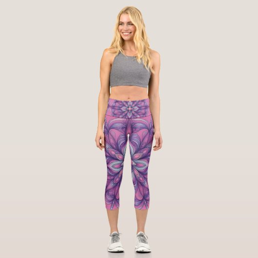 Blühendes Rosa Capri Leggings (Vorderseite)