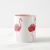 Blühendes rosa Flamingo-Geschenk Zweifarbige Tasse (Mittel)