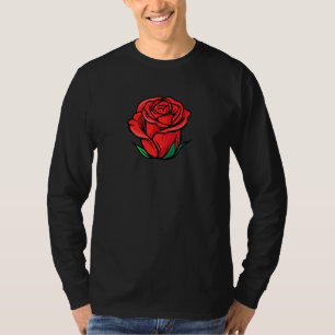 Blühendes rotes Rosenblatt Blumen Blüte T-Shirt