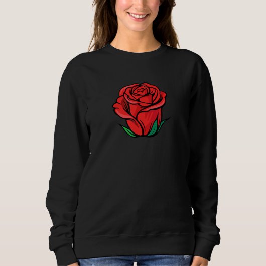 Blühendes rotes Rosenblatt Blumen Blüten Sweatshirt (Vorderseite)