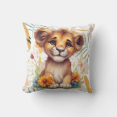 Blühendes SavannaFloral Lion Cub Kinderzimmer Kissen (Vorderseite)