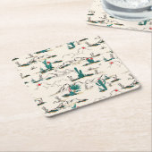 Blühendes Succulents-Muster Rechteckiger Pappuntersetzer (angewinkelt)