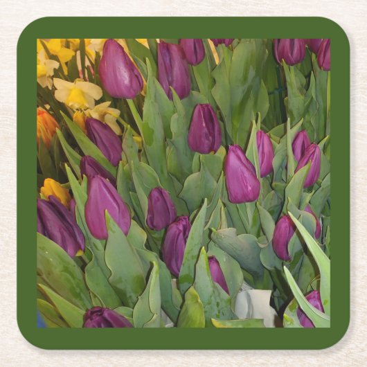 Blühendes Tulips-Untersetzer-Set Rechteckiger Pappuntersetzer (Vorderseite)