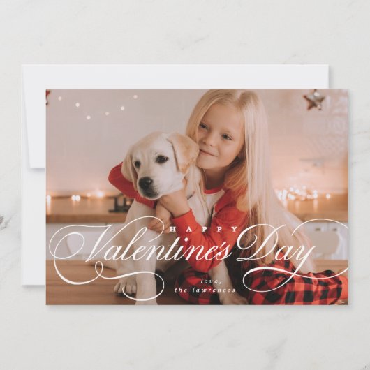 Blühendes Valentinstag-Skriptfoto Feiertagskarte (Vorderseite)