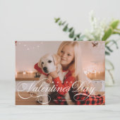 Blühendes Valentinstag-Skriptfoto Feiertagskarte (Stehend Vorderseite)