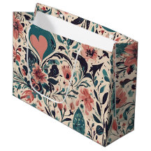 Blühendes Vintage-Herzen-Geschenkpapier