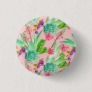 Blühendes Wasserfarbenmuster Button