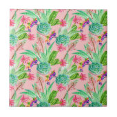 Blühendes Wasserfarbenmuster Fliese (Vorderseite)