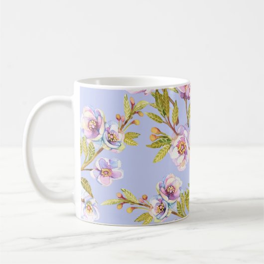 Blühendes Wasserfarbenmuster für die Apfelkirsche Kaffeetasse (Links)