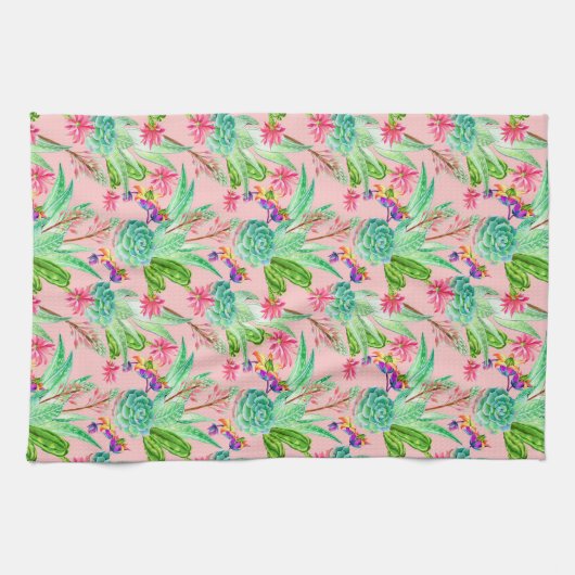 Blühendes Wasserfarbenmuster Geschirrtuch (Horizontal)