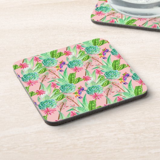 Blühendes Wasserfarbenmuster Getränkeuntersetzer (Linke Seite)