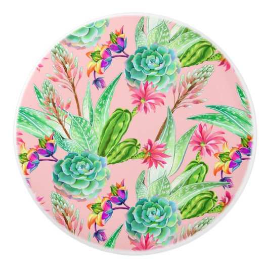 Blühendes Wasserfarbenmuster Keramikknauf (Vorderseite)