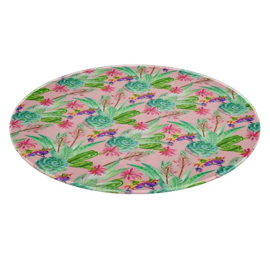 Blühendes Wasserfarbenmuster Schneidebrett (Ecke)