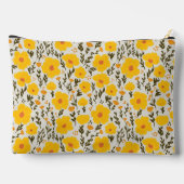 Blühendes Wiesengelbes Blumenmuster & Name Zubehörtasche (Rückseite)