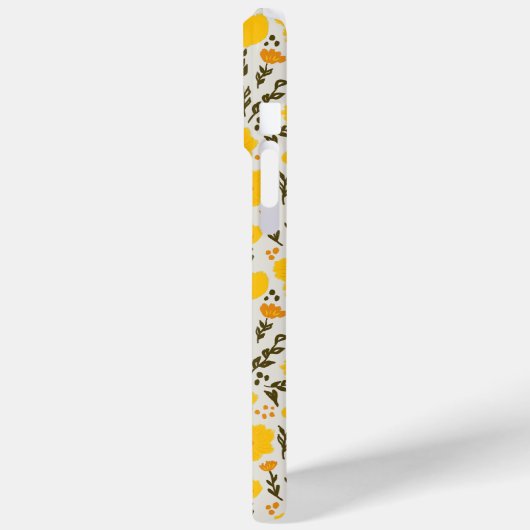 Blühendes Wiesengelbes Blumenmuster und Monogramm Case-Mate iPhone Hülle (Rückseite / Links)