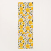 Blühendes Wiesengelbes Blumenmuster und Monogramm Yogamatte (Rückseite)